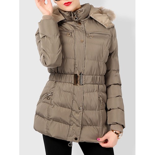 Faux Fur Hooded Quilted Coat