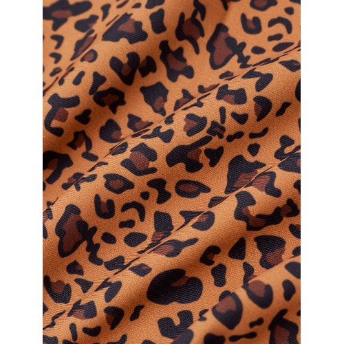 Women Animal Print Bandeau Backless Bikini Thong Swimsuit