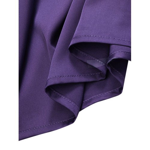 Women  Satin Solid Puff Sleeve Knee Length Back Zipper Drawstring Midi Dresses
